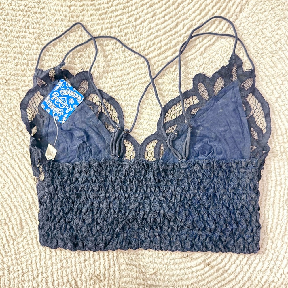 Free People Adella Lace Bralette in Navy Blue - Picture 3 of 4